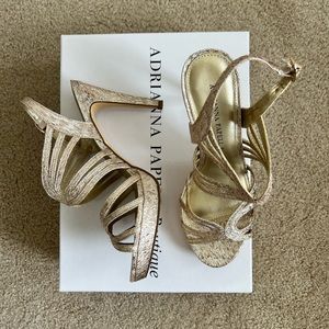 Adrianna Papell Boutique Becka Gold Sandals, Size 6.5